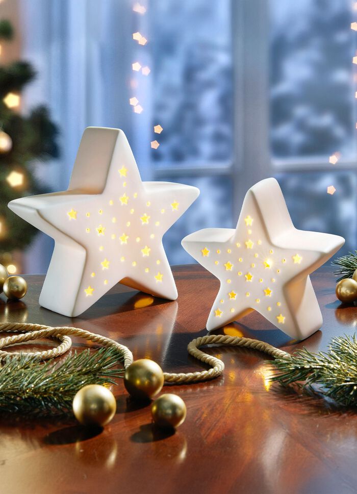 Upplyst porslinsstj&auml;rna, set om 2 