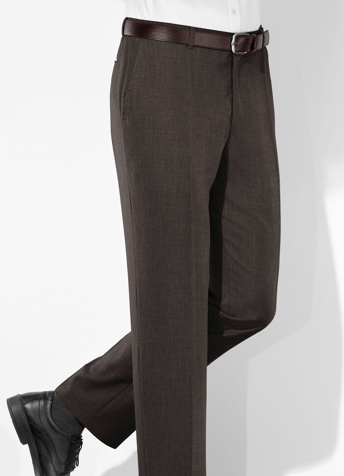 "Klaus Models" byxor med sk&auml;rp i 3 f&auml;rger M&Ouml;RKBRUN MELERAD