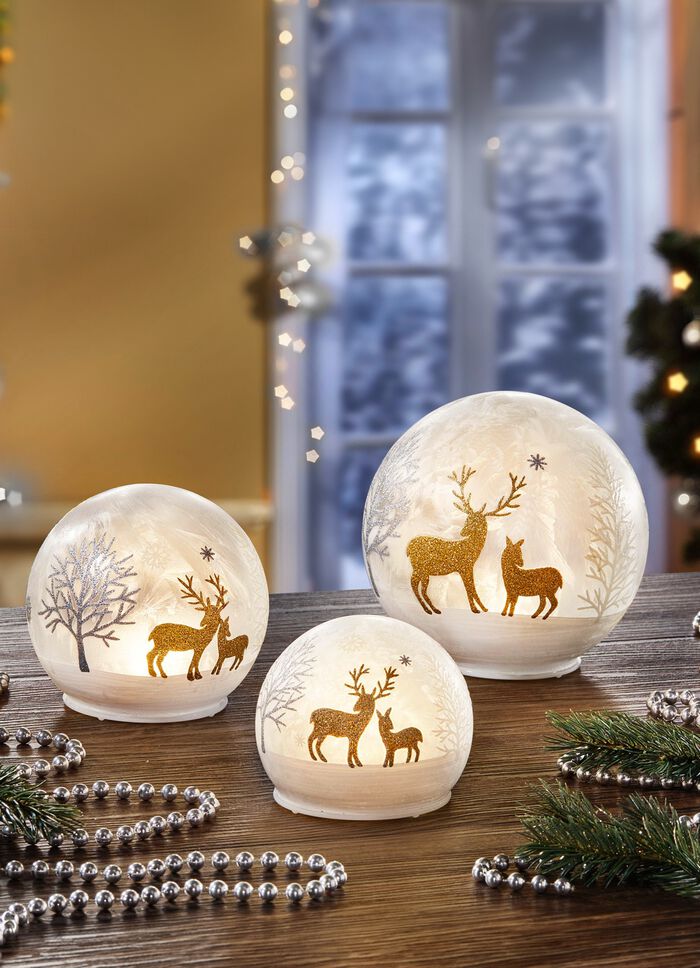 LED-kulor i glas, set om 3 