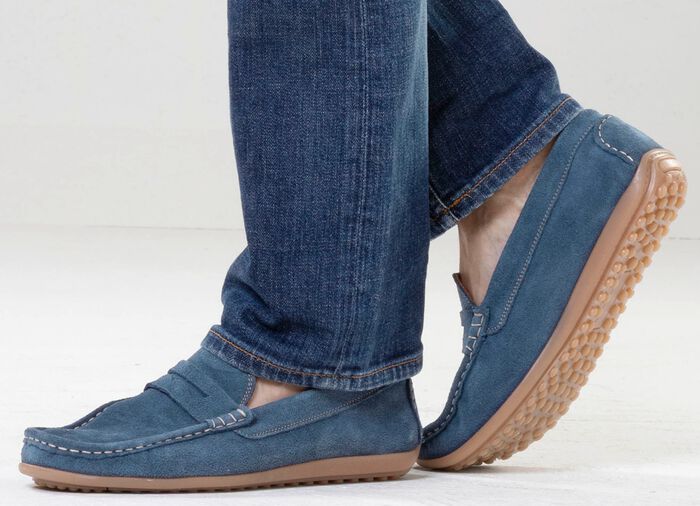 GINO GALANTE, klassiska herrtofflor, tillverkade av l&auml;der JEANS