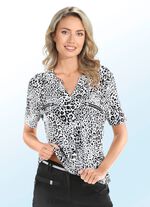 Skjorta med V-ringning och dekorativ kant 