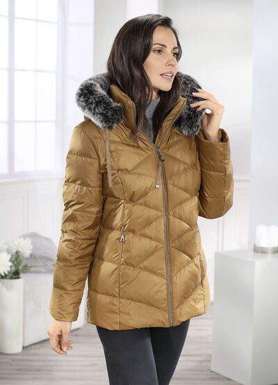 Dunjacka med avtagbar huva 