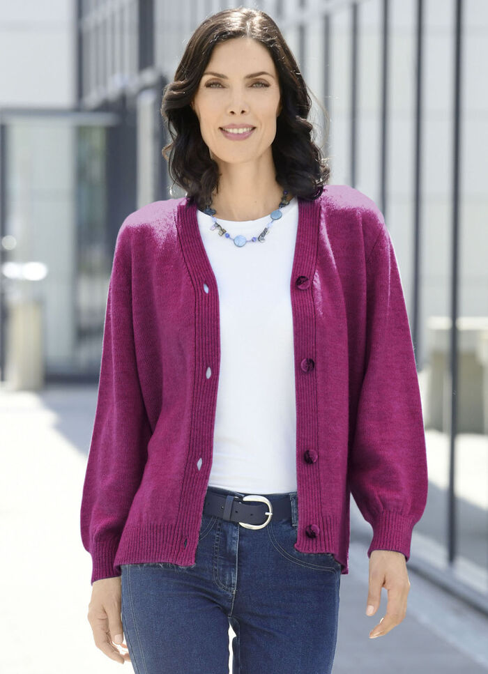 Cardigan med en fluffig, mjuk känsla MAGENTA MELERAD