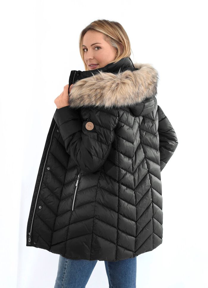 Dunjacka med avtagbar huva 