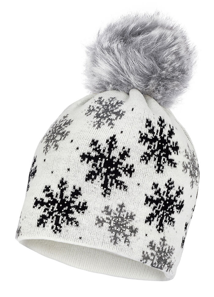 Trendig damhatt med snöflingemotiv VIT