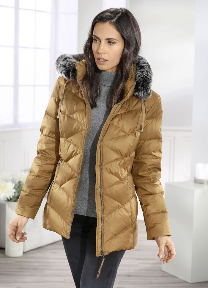 Dunjacka med avtagbar huva 