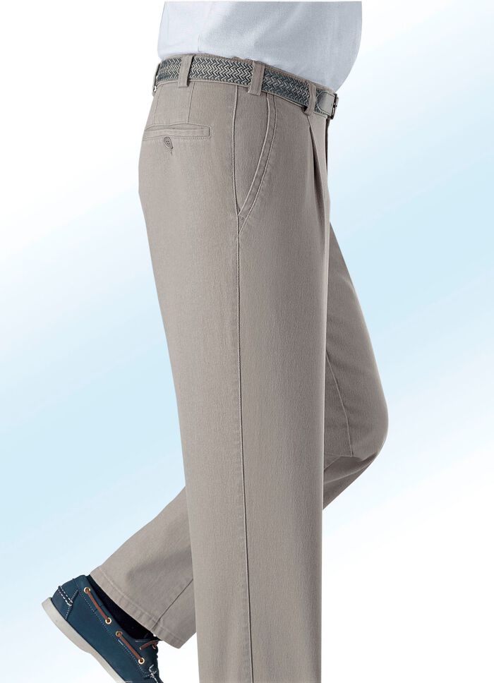 Underbelly jeans med veck BEIGE