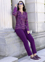 Kofta med flammigt melerat garn 