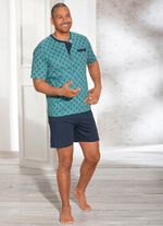 Shorty med knappsl&aring; och br&ouml;stficka / h&aring;llbar bomullsodling 