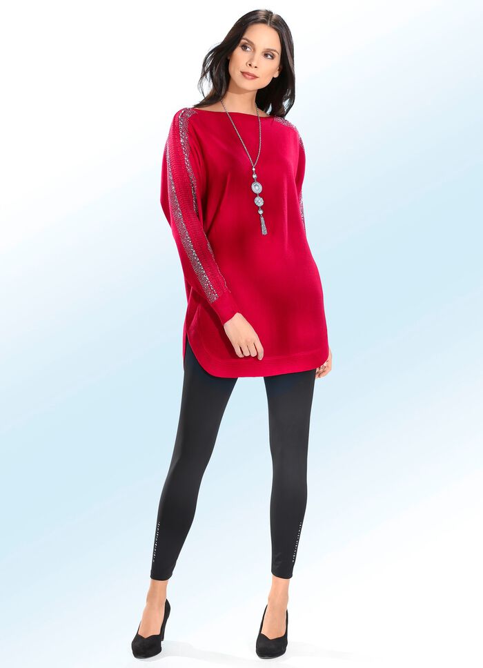 Leggings med elegant, gl&auml;nsande dekorativt motiv 