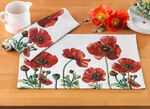 Placemat med vallmoblommotiv, 2-delad 