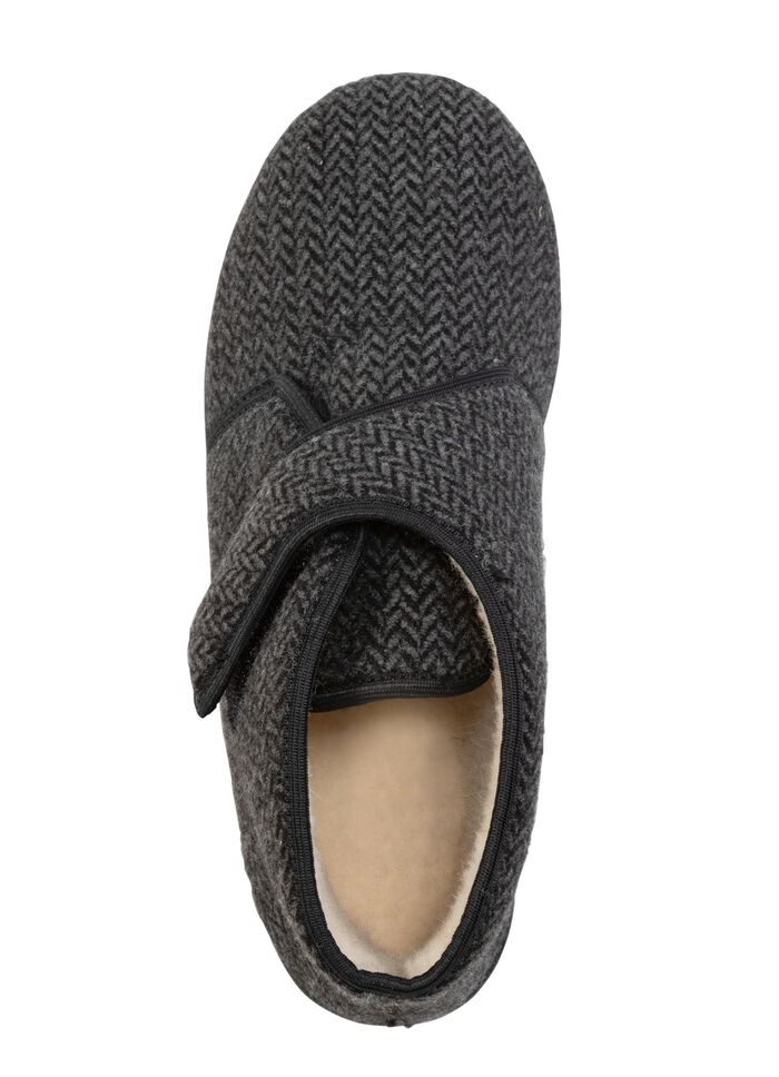 Ankelboots i textil med ett subtilt fiskbensm&ouml;nster 