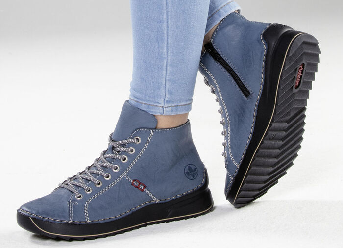 Rieker, sportiga damstövlar, vinterskor, med dragkedja JEANS BLÅ