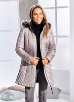 Kort kappa med avtagbar fuskpälskant CAPPUCCINO