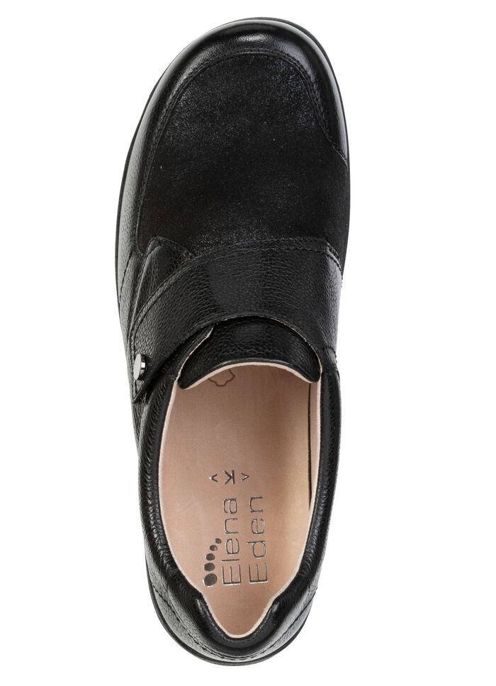 ELENA EDEN, bekv&auml;ma damtofflor, bredd K, med uttagbar fotb&auml;dd SCHWARZ