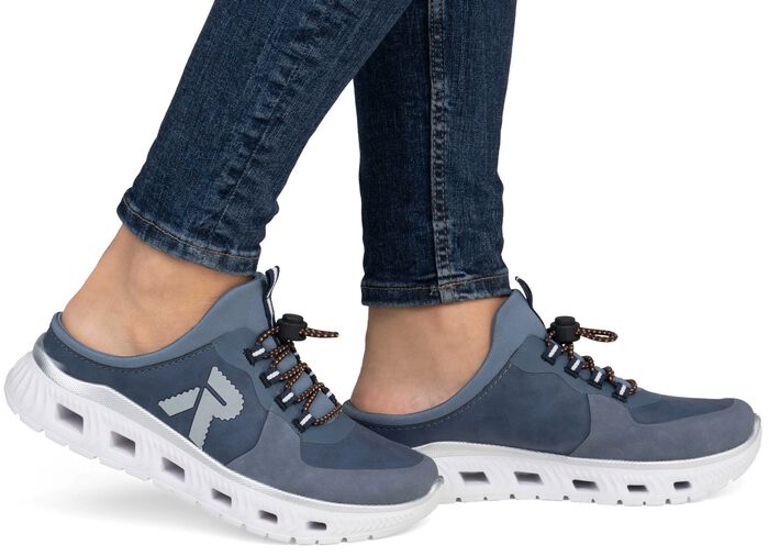 Rieker tofflor med elastiskt snabbsn&ouml;rningssystem med propp JEANS