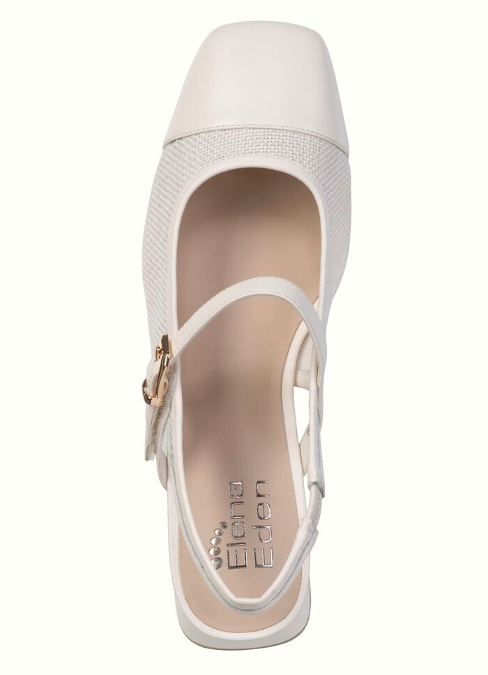 ELENA EDEN, eleganta damslingpumps, vidd G, med kardborreband CREME