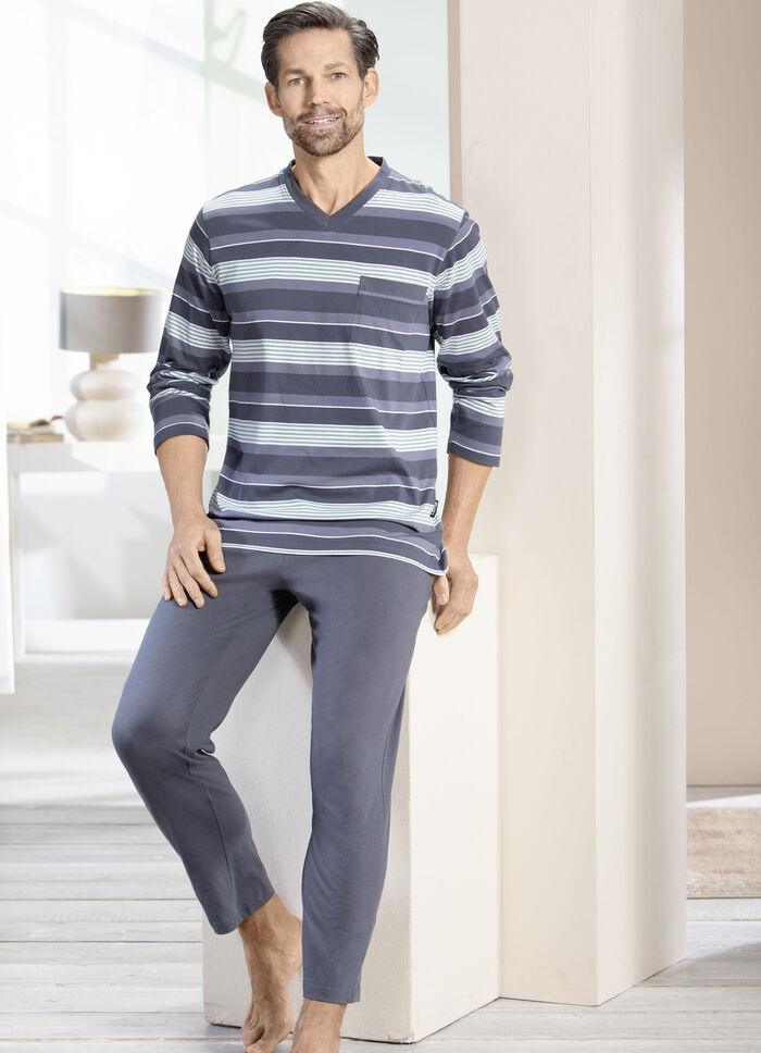 Tvåpack pyjamas med v-ringning och öppna fållar, 