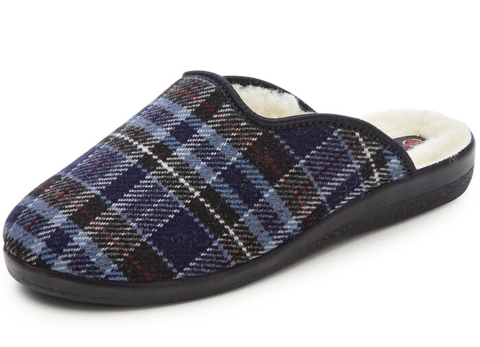 Tvåpack, fodrade herrtofflor, med ull 1XBRUN,1XBLÅ