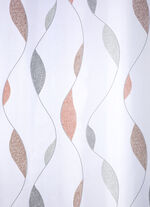 Gardin med prickigt vågmönster RÖD-GRÅ