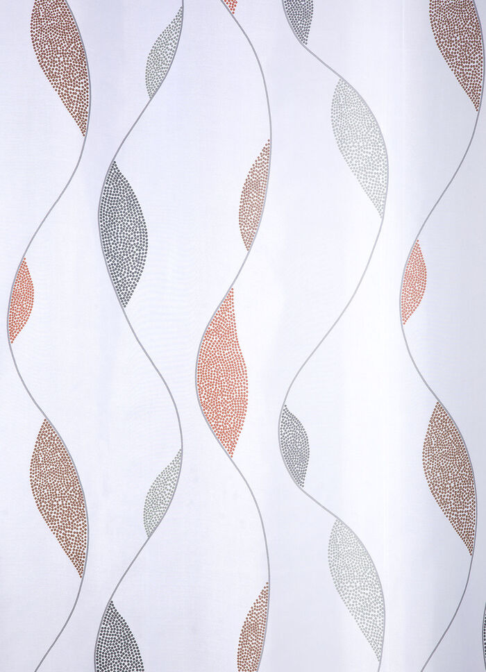 Gardin med prickigt vågmönster RÖD-GRÅ