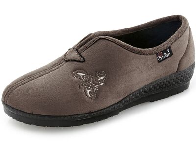 Klassiska damtofflor, bredd H, med broderi 