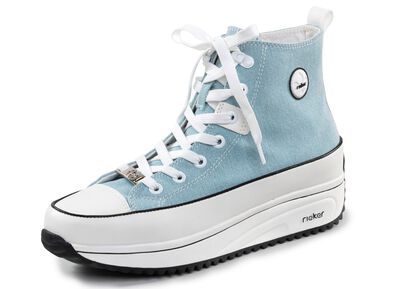 Rieker skosko med sn&ouml;rning i leopardm&ouml;nstrad eller denimstil 