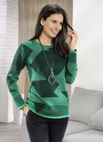 Tröja i jacquarddesign GRÖNT-SVART