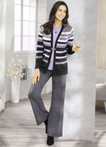 Tröja med nyull ANTRACIT-LILA-GRÅ MELERAD