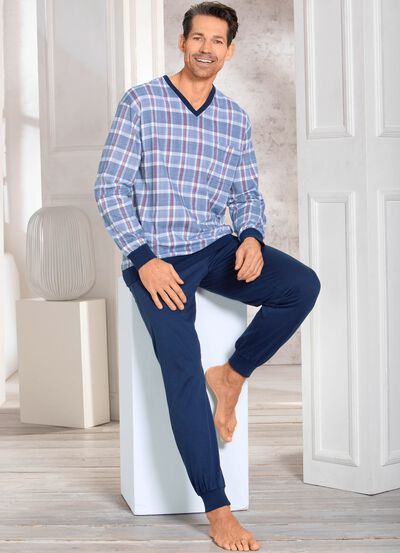 Pyjamas med V-ringning och muddar 