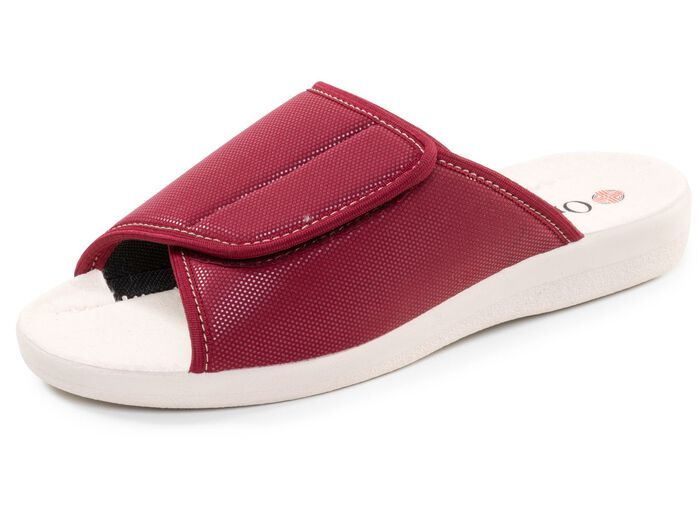 Bekv&auml;ma damtofflor, bredd H, med kardborreband BORDEAUX