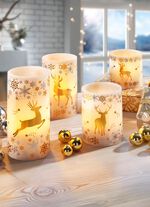 Batteridrivna LED-ljus av &auml;kta vax, set om 4 