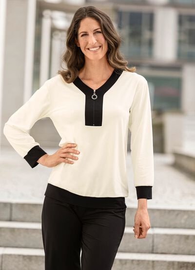 Skjorta med kort dragkedja 