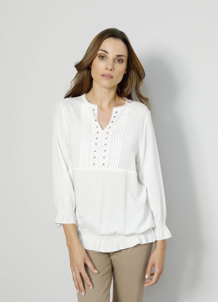 Slip-on blus med volanger 