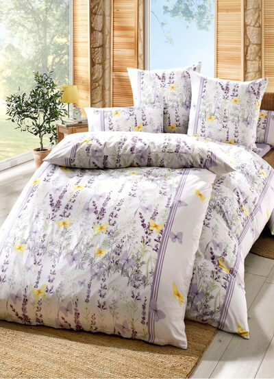 Sängkläder set med färgglad lavendel äng 