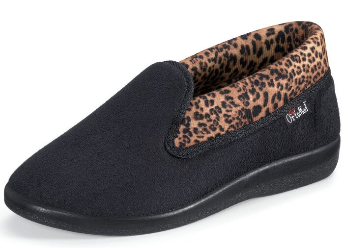 Tofflor med anatomiskt formad fotb&auml;dd SVART BRUN