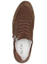 ELENA EDEN sneakers med snörning och dragkedja i sidan COGNAC