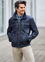 Kort skinnjacka med justerbara muddar 