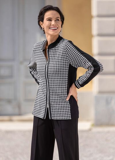 Blusjacka med hundtandsm&ouml;nster 