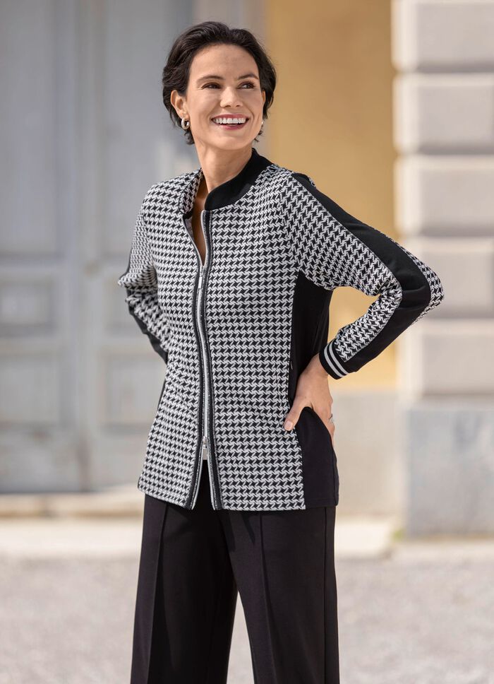 Blusjacka med hundtandsm&ouml;nster 