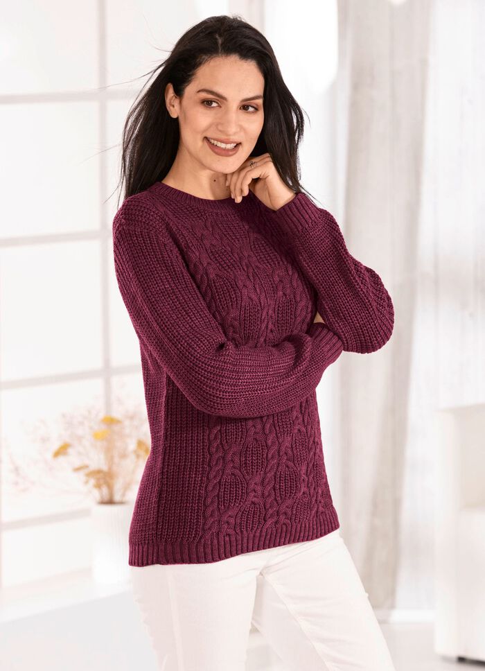 Tröja i stickad mix VIN, RÖD