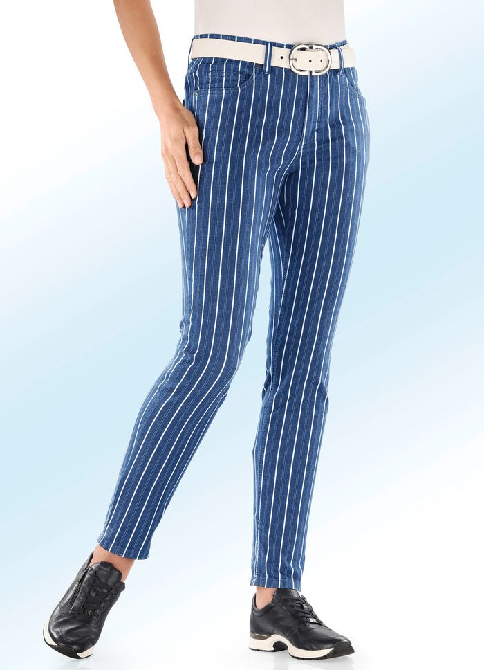 Jeans med elegant randigt m&ouml;nster 