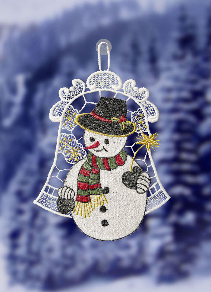 Fönsterbild med snögubbemotiv 