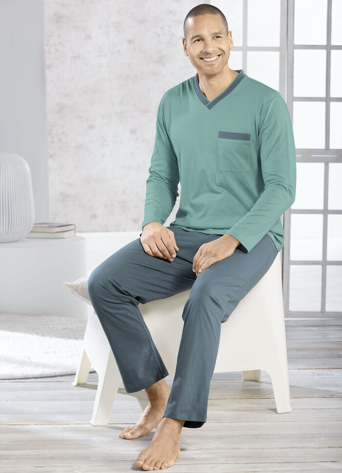 Tvåpack pyjamas med v-ringning och öppna fållar, 