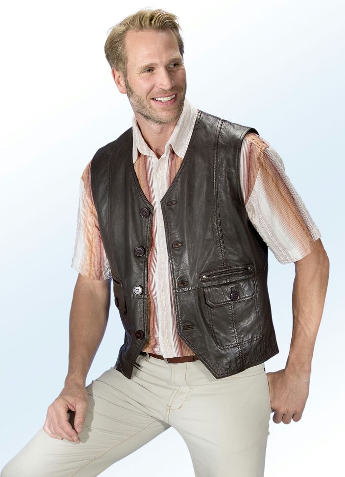 "Redpoint" läderväst i 2 färger MÖRKBRUN