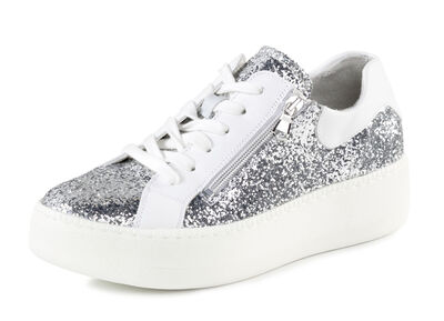 Waldläufer sneakers med spritt glitter och leopardtryck 