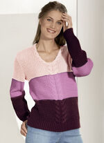 Tröja i colorblocking ROSA-ROSÉ-BORDEAUX