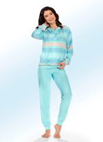 Pyjamas i frott&eacute;stretch med garnf&auml;rgad randig design 