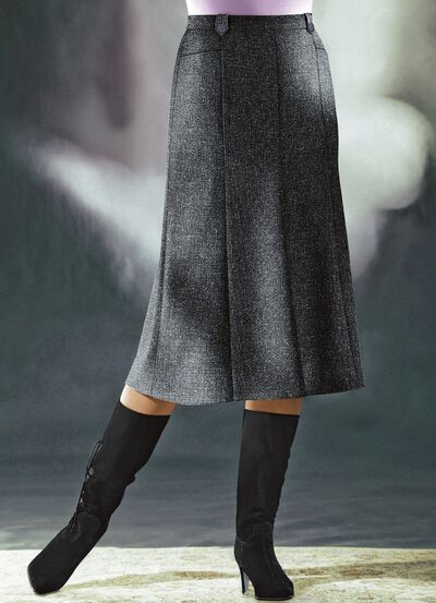 Panelkjol i tweed med garn med boucleeffekt, , large