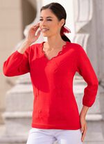 Pullover med dekorativa Ausschnitt RÖD